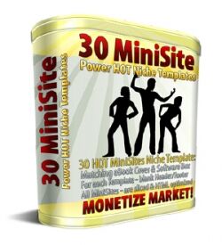 eCover representing 30 MiniSite Templates  with Master Resell Rights
