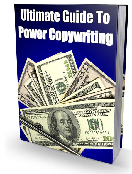 eCover representing Ultimate Guide To Power Copywriting eBooks & Reports with Resell Rights