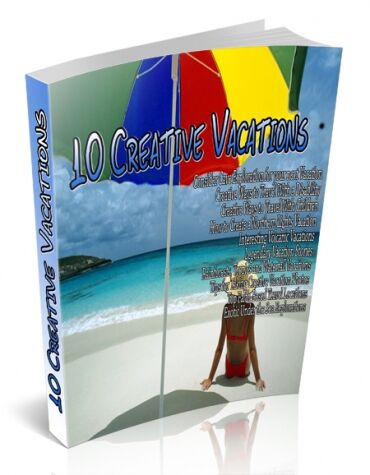 eCover representing 10 Creative Vacations PLR Articles  with Private Label Rights