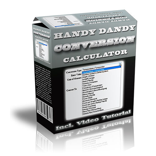 eCover representing Handy Dandy Conversion Calculator Videos, Tutorials & Courses with Master Resell Rights